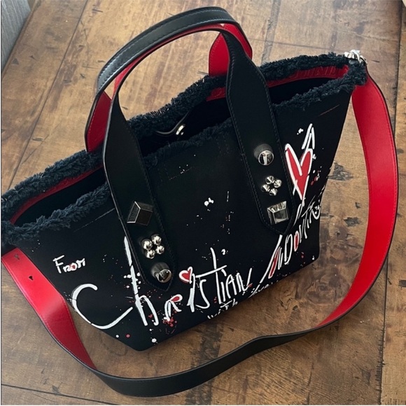 Christian Louboutin Artistic Black and Red Tote - Picture 7 of 11